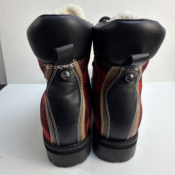 Tommy Hilfiger Women's Tonny Red Fabric Ankle Hiking Boots Sz 8 M Faux Fur NWB - Picture 8 of 15